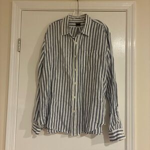 Todd Snyder linen long sleeve striped button front shirt, XXL